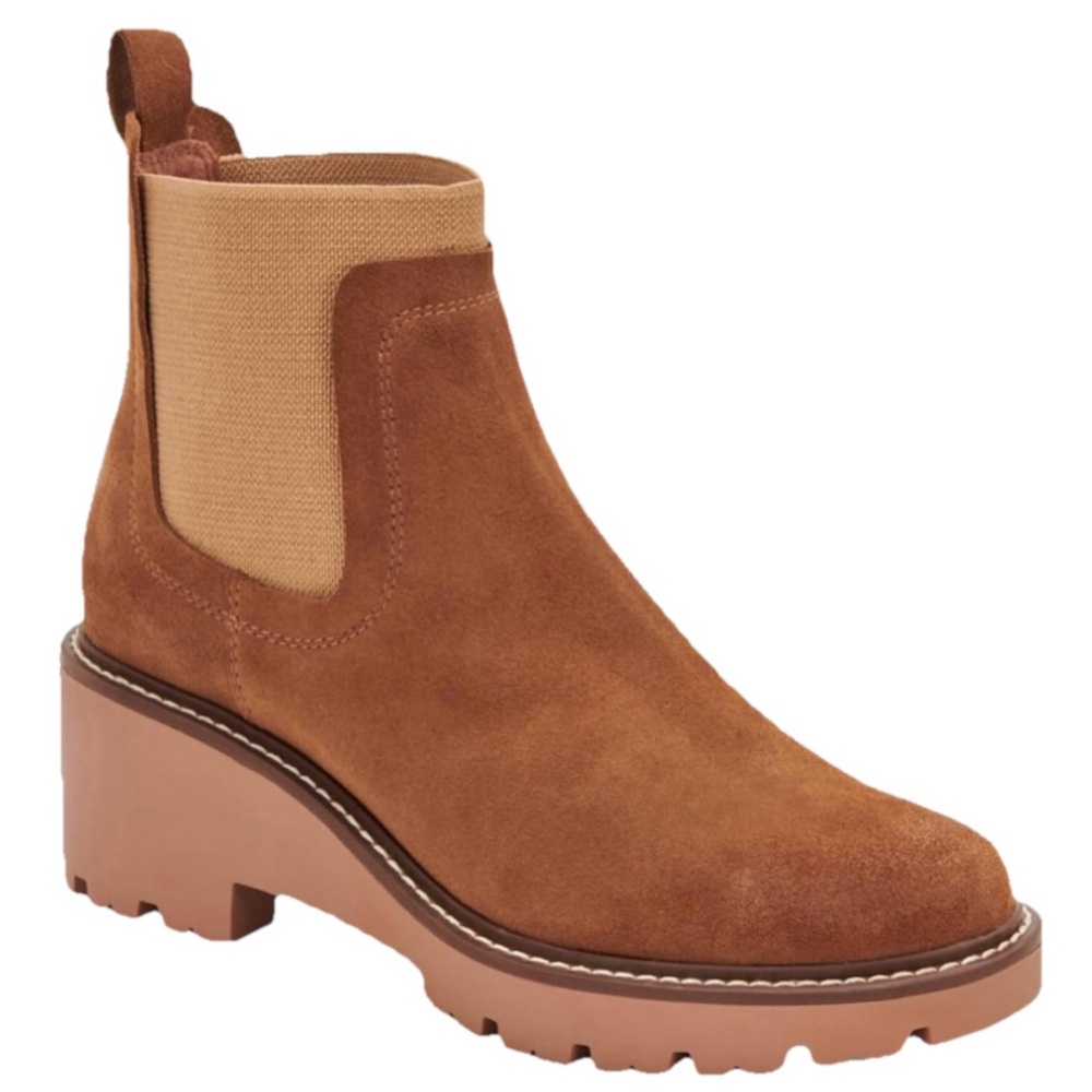 Aqua College Demi Suede Lug Sole Women’s Chelsea Boots Brown Size 6.5